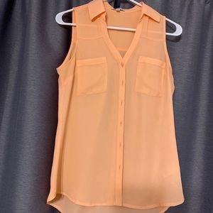 Express coral button down top